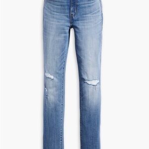 Levi's Light Blue Straight Leg Distressed Jeans